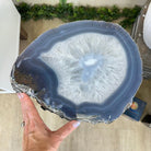 Natural Brazilian Agate Side Table on a black metal base, 21.8" Tall 1305 - 0181 - Brazil GemsBrazil GemsNatural Brazilian Agate Side Table on a black metal base, 21.8" Tall 1305 - 0181Tables: Side1305 - 0181