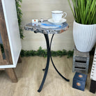 Natural Brazilian Agate Side Table on a black metal base, 21.8" Tall 1305 - 0181 - Brazil GemsBrazil GemsNatural Brazilian Agate Side Table on a black metal base, 21.8" Tall 1305 - 0181Tables: Side1305 - 0181
