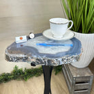 Natural Brazilian Agate Side Table on a black metal base, 21.8" Tall 1305 - 0181 - Brazil GemsBrazil GemsNatural Brazilian Agate Side Table on a black metal base, 21.8" Tall 1305 - 0181Tables: Side1305 - 0181