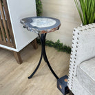 Natural Brazilian Agate Side Table on a black metal base, 21.8" Tall 1305 - 0181 - Brazil GemsBrazil GemsNatural Brazilian Agate Side Table on a black metal base, 21.8" Tall 1305 - 0181Tables: Side1305 - 0181