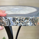 Natural Brazilian Agate Side Table on a black metal base, 21.8" Tall 1305 - 0181 - Brazil GemsBrazil GemsNatural Brazilian Agate Side Table on a black metal base, 21.8" Tall 1305 - 0181Tables: Side1305 - 0181