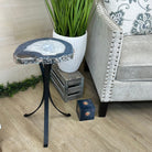 Natural Brazilian Agate Side Table on a black metal base, 21.8" Tall 1305 - 0181 - Brazil GemsBrazil GemsNatural Brazilian Agate Side Table on a black metal base, 21.8" Tall 1305 - 0181Tables: Side1305 - 0181