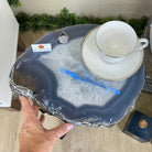 Natural Brazilian Agate Side Table on a black metal base, 21.8" Tall 1305 - 0181 - Brazil GemsBrazil GemsNatural Brazilian Agate Side Table on a black metal base, 21.8" Tall 1305 - 0181Tables: Side1305 - 0181