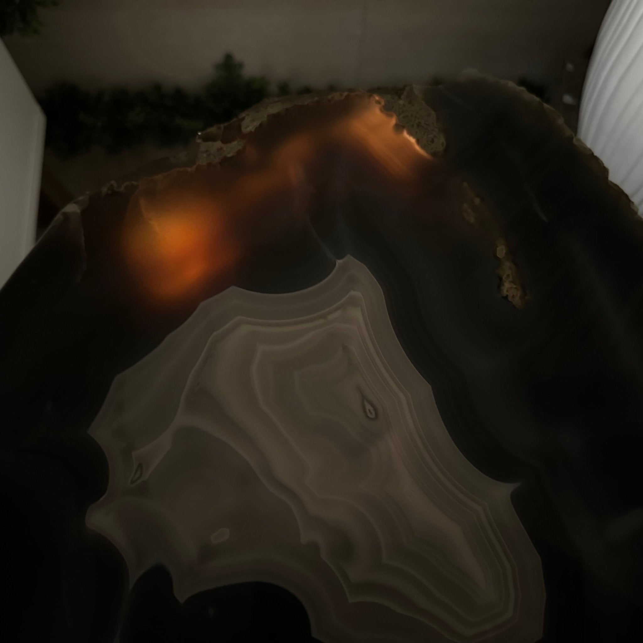 Natural Brazilian Agate Side Table on a black metal base, 21.9" Tall 1305 - 0184 - Brazil GemsBrazil GemsNatural Brazilian Agate Side Table on a black metal base, 21.9" Tall 1305 - 0184Tables: Side1305 - 0184