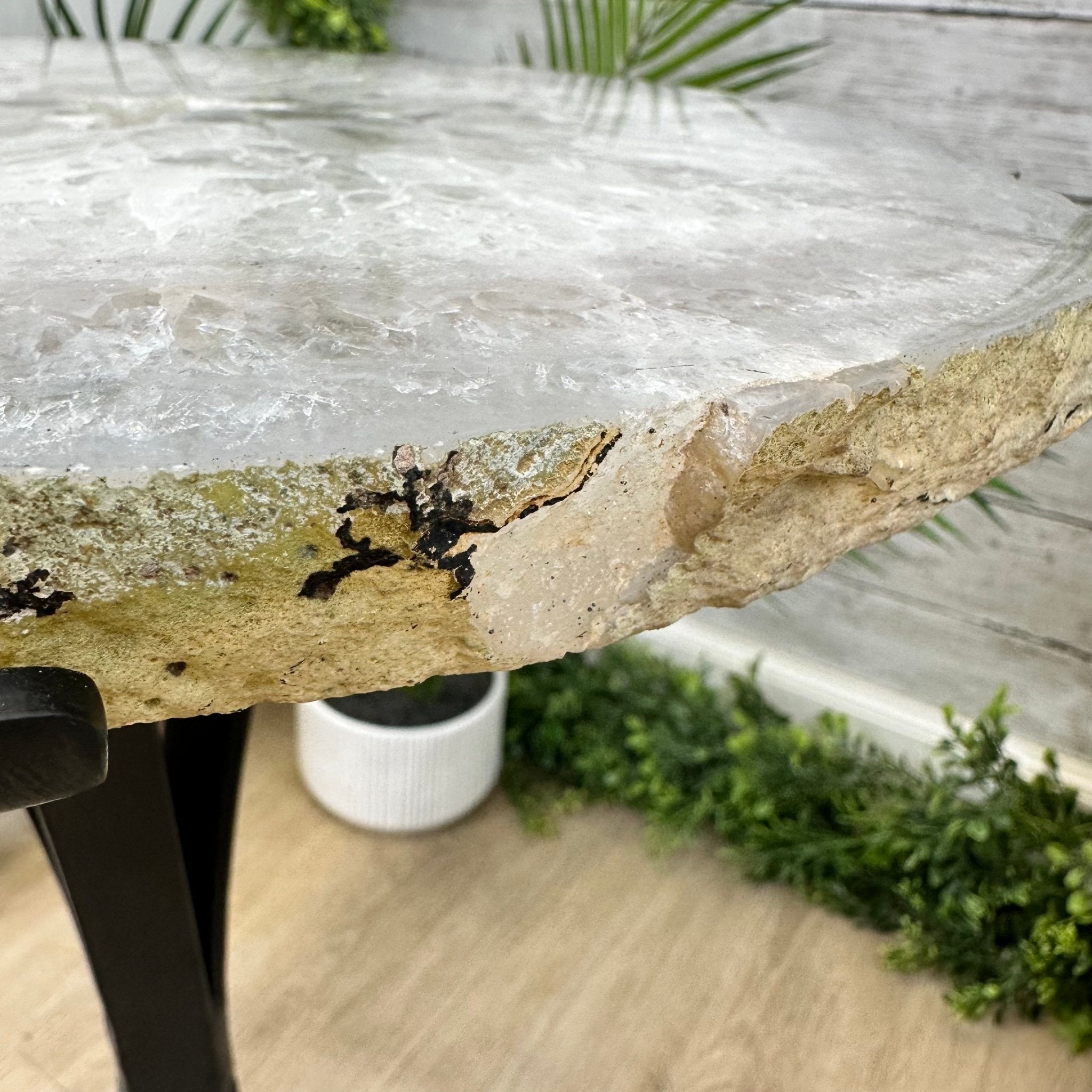Natural Brazilian Agate Side Table on a black metal base, 22" tall #1305-0160 by Brazil Gems - Brazil GemsBrazil GemsNatural Brazilian Agate Side Table on a black metal base, 22" tall #1305-0160 by Brazil GemsTables: Side1305-0160