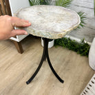 Natural Brazilian Agate Side Table on a black metal base, 22" tall #1305-0161 by Brazil Gems - Brazil GemsBrazil GemsNatural Brazilian Agate Side Table on a black metal base, 22" tall #1305-0161 by Brazil GemsTables: Side1305-0161