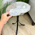 Natural Brazilian Agate Side Table on a black metal base, 22" tall #1305-0163 by Brazil Gems - Brazil GemsBrazil GemsNatural Brazilian Agate Side Table on a black metal base, 22" tall #1305-0163 by Brazil GemsTables: Side1305-0163