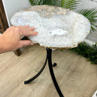 Natural Brazilian Agate Side Table on a black metal base, 22" tall #1305-0163 by Brazil Gems - Brazil GemsBrazil GemsNatural Brazilian Agate Side Table on a black metal base, 22" tall #1305-0163 by Brazil GemsTables: Side1305-0163