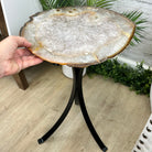 Natural Brazilian Agate Side Table on a black metal base, 22" tall #1305-0164 by Brazil Gems - Brazil GemsBrazil GemsNatural Brazilian Agate Side Table on a black metal base, 22" tall #1305-0164 by Brazil GemsTables: Side1305-0164