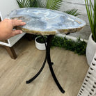 Natural Brazilian Agate Side Table on a black metal base, 22" tall #1305-0168 by Brazil Gems - Brazil GemsBrazil GemsNatural Brazilian Agate Side Table on a black metal base, 22" tall #1305-0168 by Brazil GemsTables: Side1305-0168
