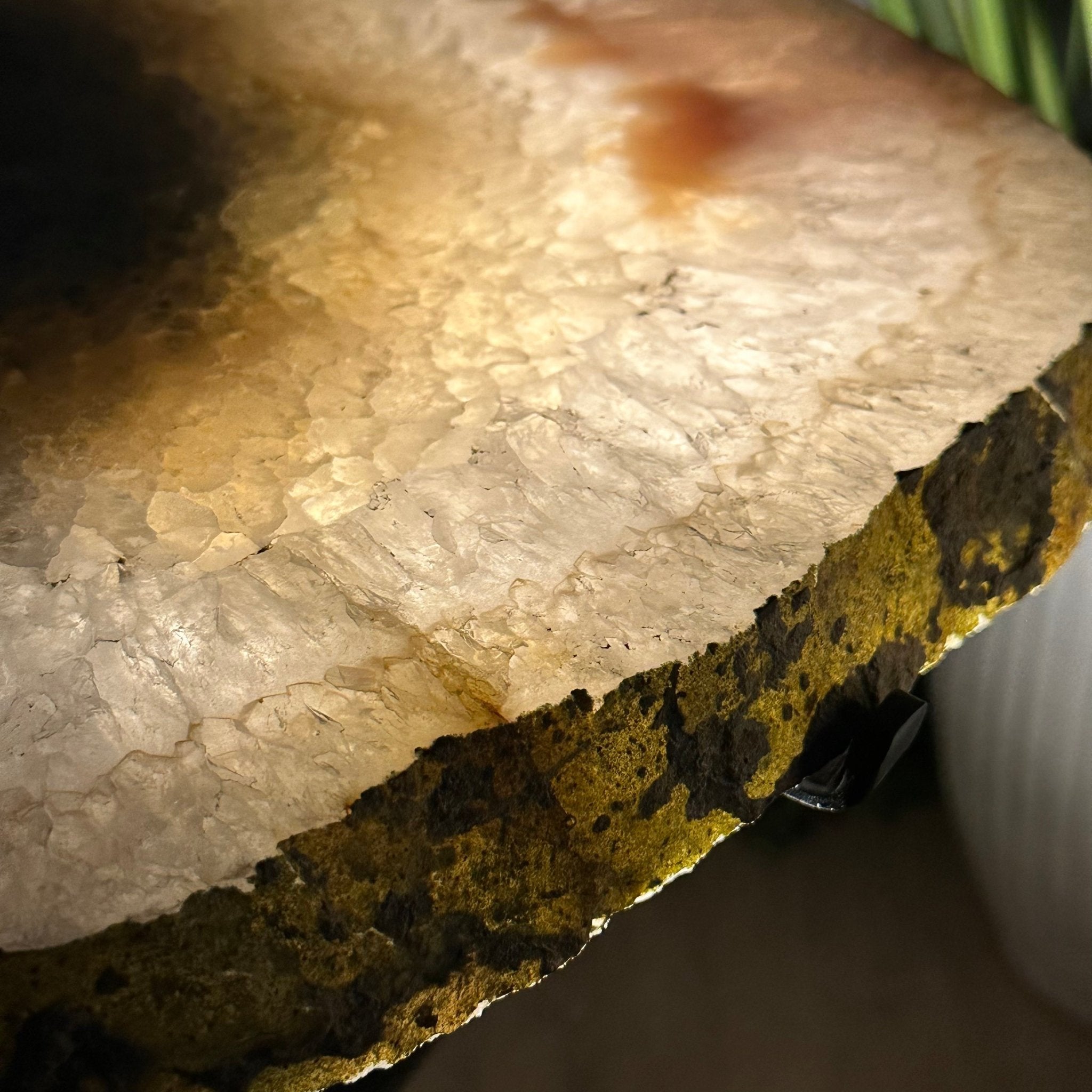 Natural Brazilian Agate Side Table on a black metal base, 22" tall #1305-0171 by Brazil Gems - Brazil GemsBrazil GemsNatural Brazilian Agate Side Table on a black metal base, 22" tall #1305-0171 by Brazil GemsTables: Side1305-0171