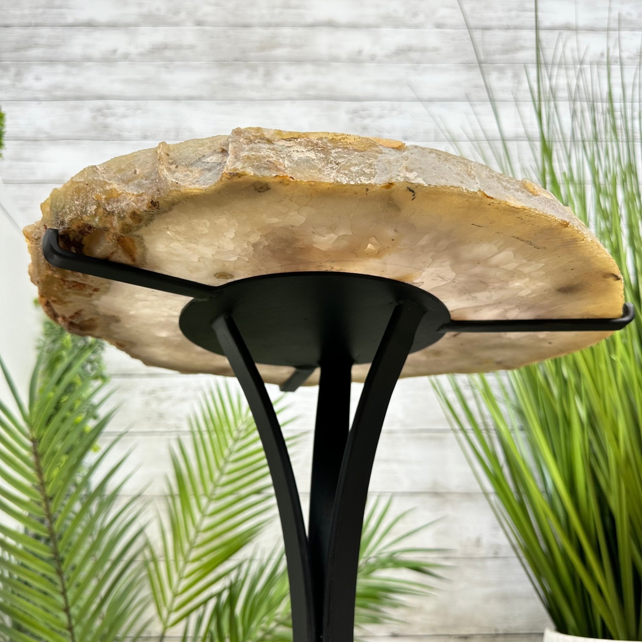 Natural Brazilian Agate Side Table on a black metal base, 22" tall #1305-0172 by Brazil Gems - Brazil GemsBrazil GemsNatural Brazilian Agate Side Table on a black metal base, 22" tall #1305-0172 by Brazil GemsTables: Side1305-0172