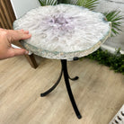 Natural Brazilian Agate Side Table on a black metal base, 22" tall #1306-0042 by Brazil Gems - Brazil GemsBrazil GemsNatural Brazilian Agate Side Table on a black metal base, 22" tall #1306-0042 by Brazil GemsTables: Side1306-0042