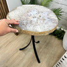 Natural Brazilian Agate Side Table on a black metal base, 22" tall #1306-0044 by Brazil Gems - Brazil GemsBrazil GemsNatural Brazilian Agate Side Table on a black metal base, 22" tall #1306-0044 by Brazil GemsTables: Side1306-0044