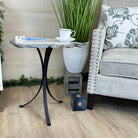 Natural Brazilian Agate Side Table on a black metal base, 22" Tall 1306 - 0045 - Brazil GemsBrazil GemsNatural Brazilian Agate Side Table on a black metal base, 22" Tall 1306 - 0045Tables: Side1306 - 0045