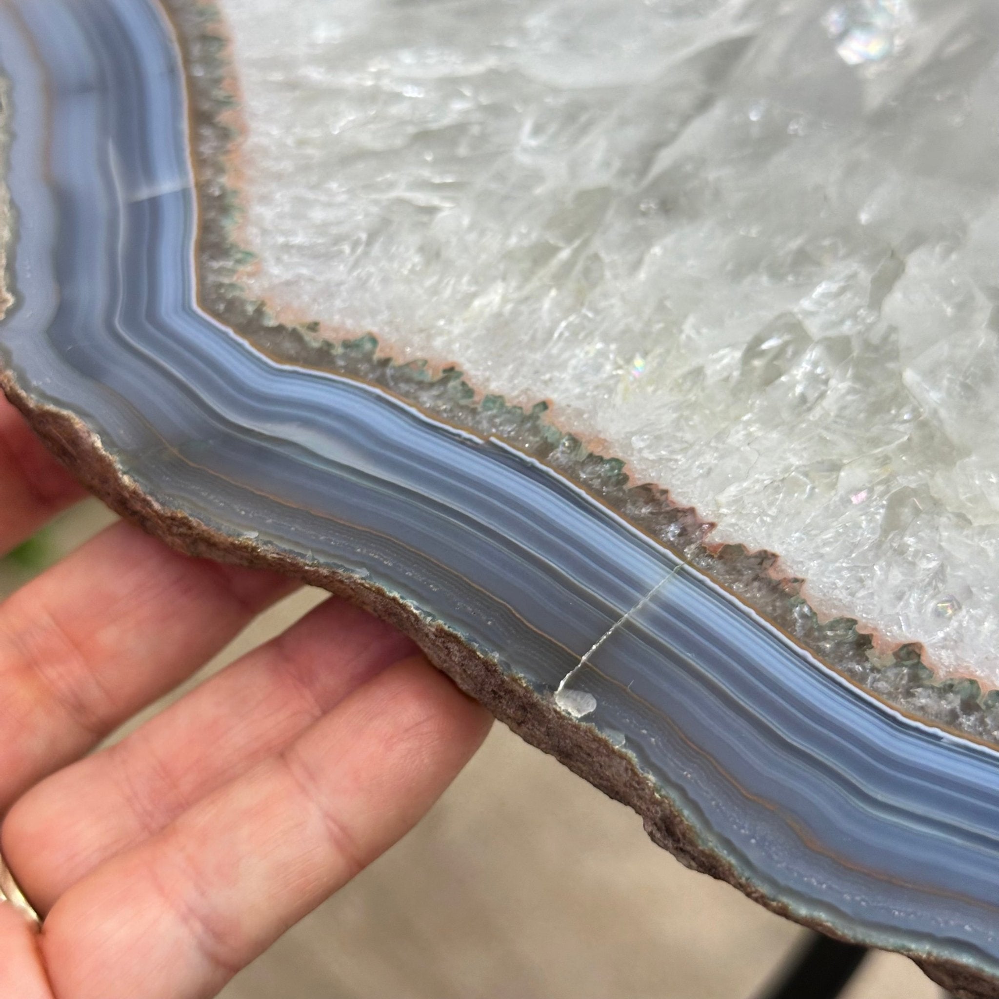 Natural Brazilian Agate Side Table on a black metal base, 22" Tall 1306 - 0045 - Brazil GemsBrazil GemsNatural Brazilian Agate Side Table on a black metal base, 22" Tall 1306 - 0045Tables: Side1306 - 0045