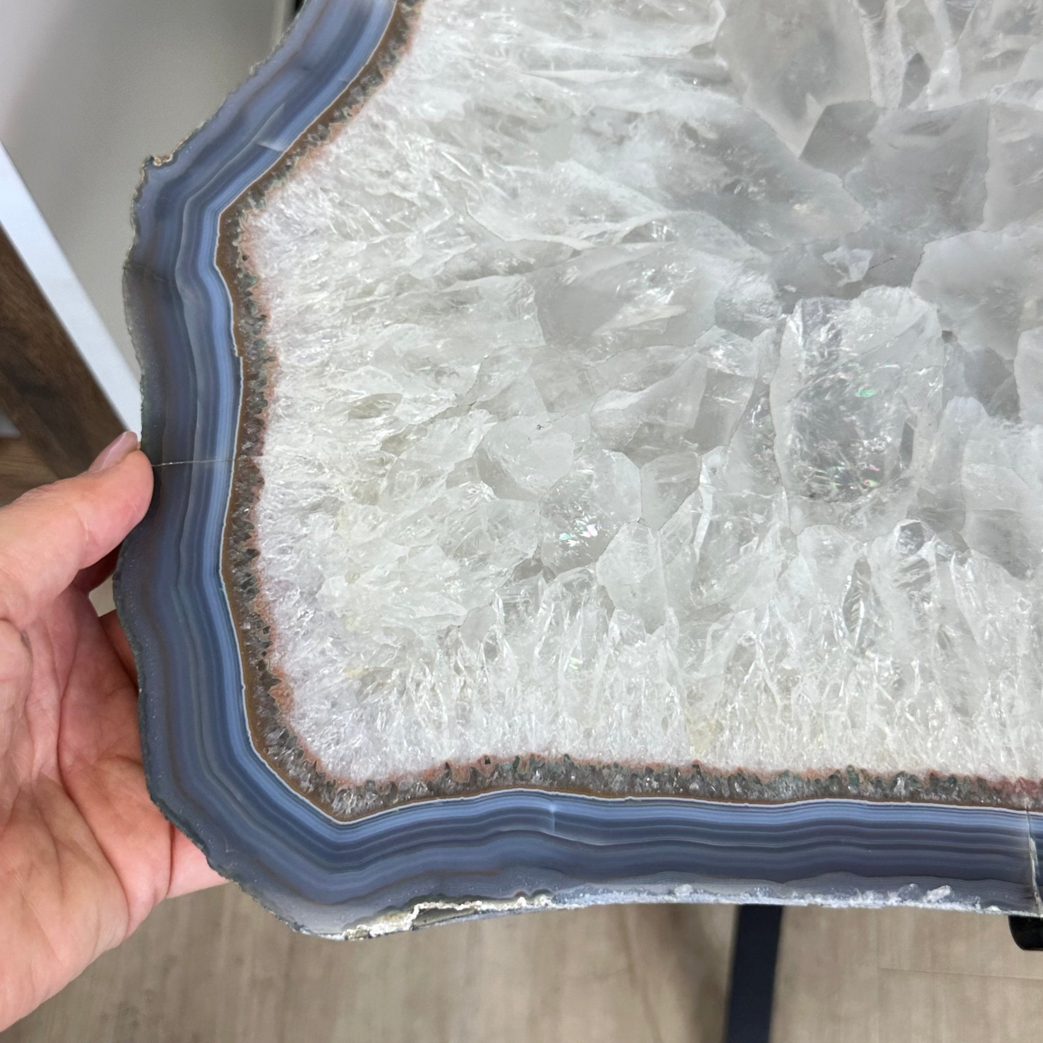 Natural Brazilian Agate Side Table on a black metal base, 22" Tall 1306 - 0045 - Brazil GemsBrazil GemsNatural Brazilian Agate Side Table on a black metal base, 22" Tall 1306 - 0045Tables: Side1306 - 0045
