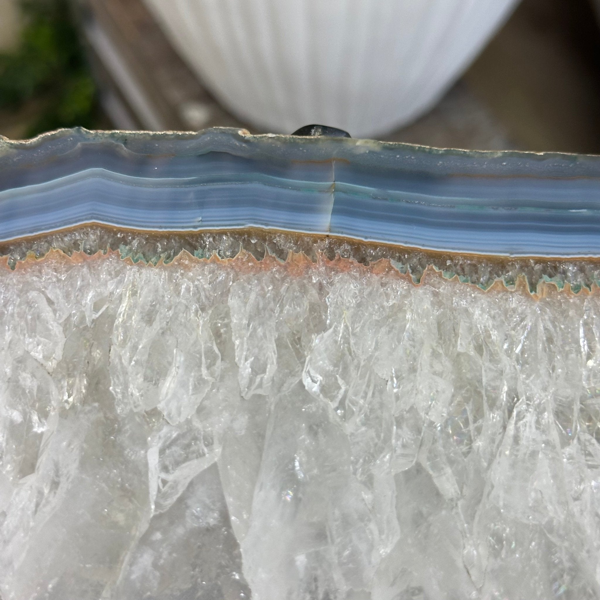 Natural Brazilian Agate Side Table on a black metal base, 22" Tall 1306 - 0045 - Brazil GemsBrazil GemsNatural Brazilian Agate Side Table on a black metal base, 22" Tall 1306 - 0045Tables: Side1306 - 0045