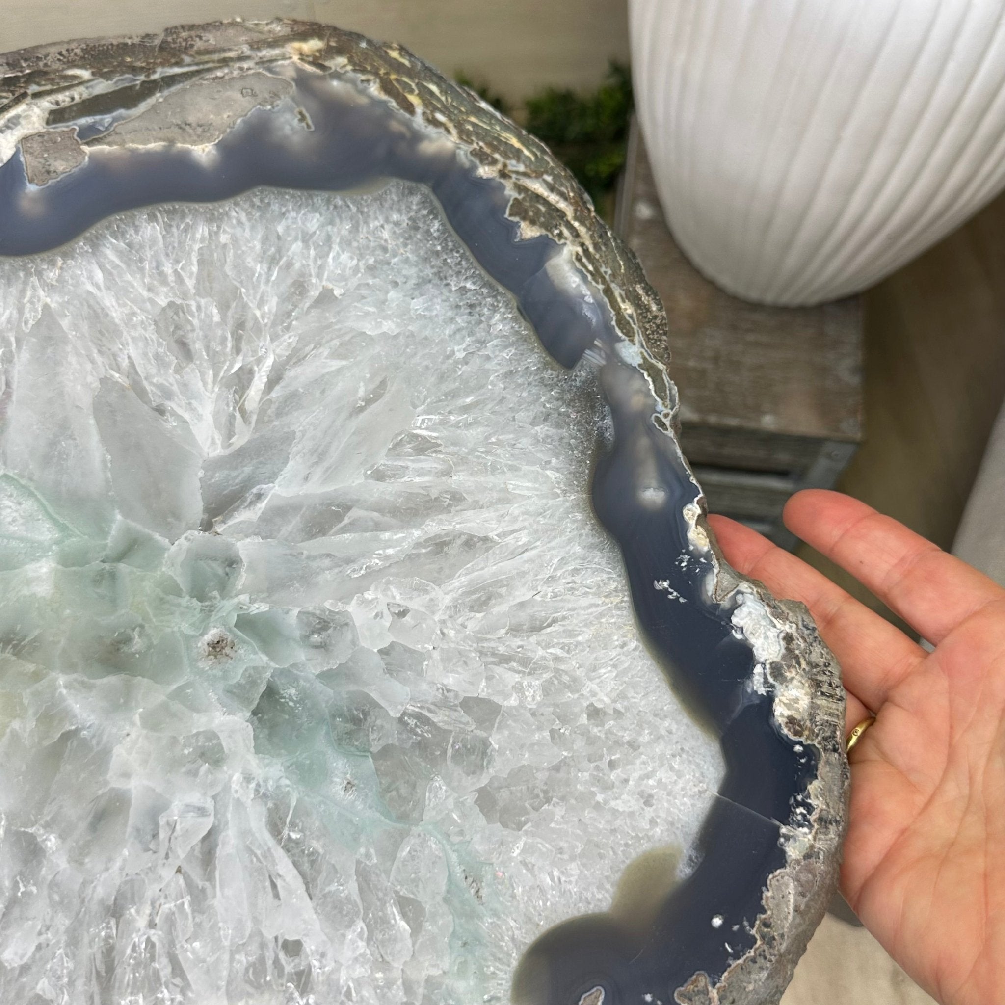 Natural Brazilian Agate Side Table on a black metal base, 22" Tall 1306 - 0046 - Brazil GemsBrazil GemsNatural Brazilian Agate Side Table on a black metal base, 22" Tall 1306 - 0046Tables: Side1306 - 0046