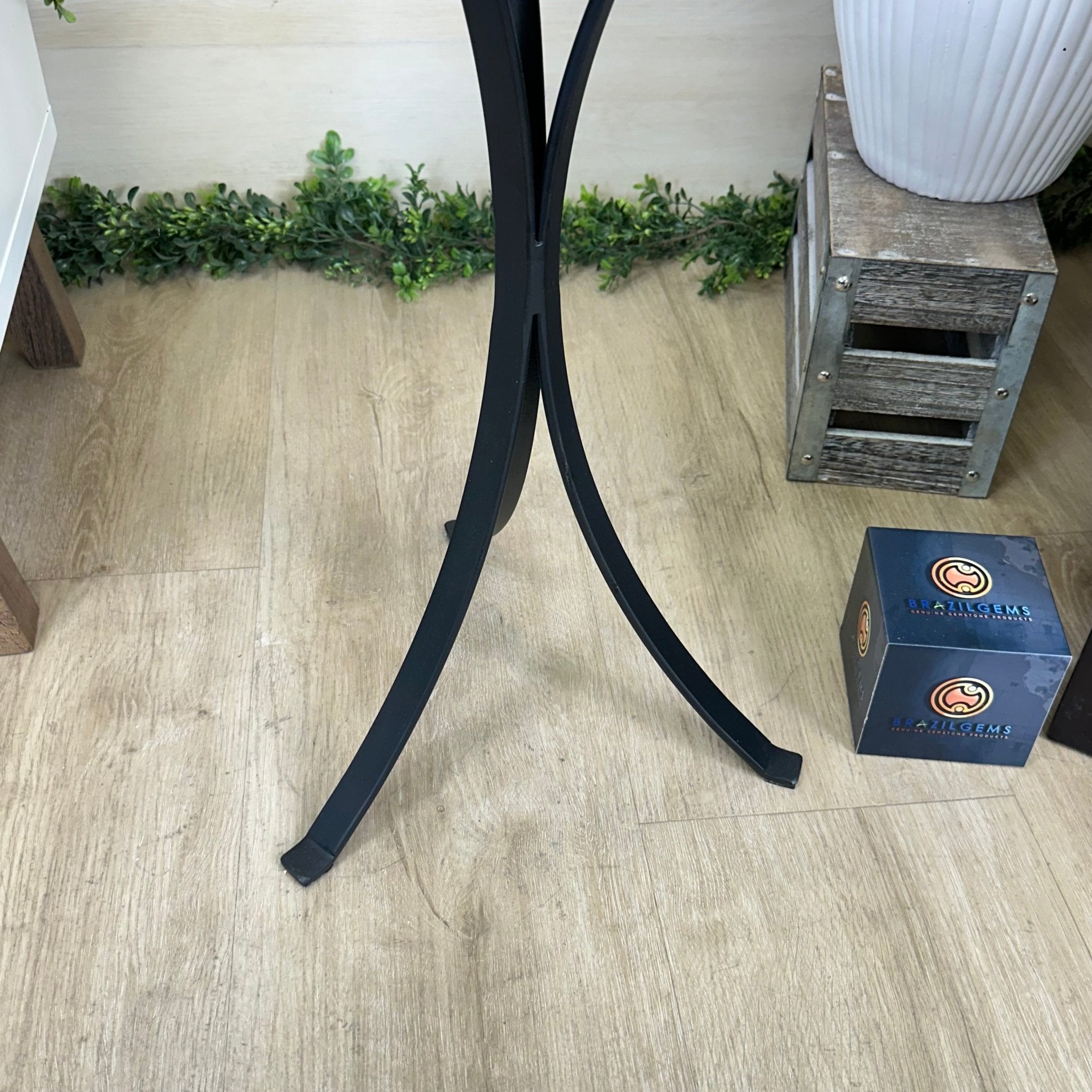 Natural Brazilian Agate Side Table on a black metal base, 22" Tall 1306 - 0046 - Brazil GemsBrazil GemsNatural Brazilian Agate Side Table on a black metal base, 22" Tall 1306 - 0046Tables: Side1306 - 0046