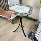 Natural Brazilian Agate Side Table on a black metal base, 22" Tall 1306 - 0046 - Brazil GemsBrazil GemsNatural Brazilian Agate Side Table on a black metal base, 22" Tall 1306 - 0046Tables: Side1306 - 0046