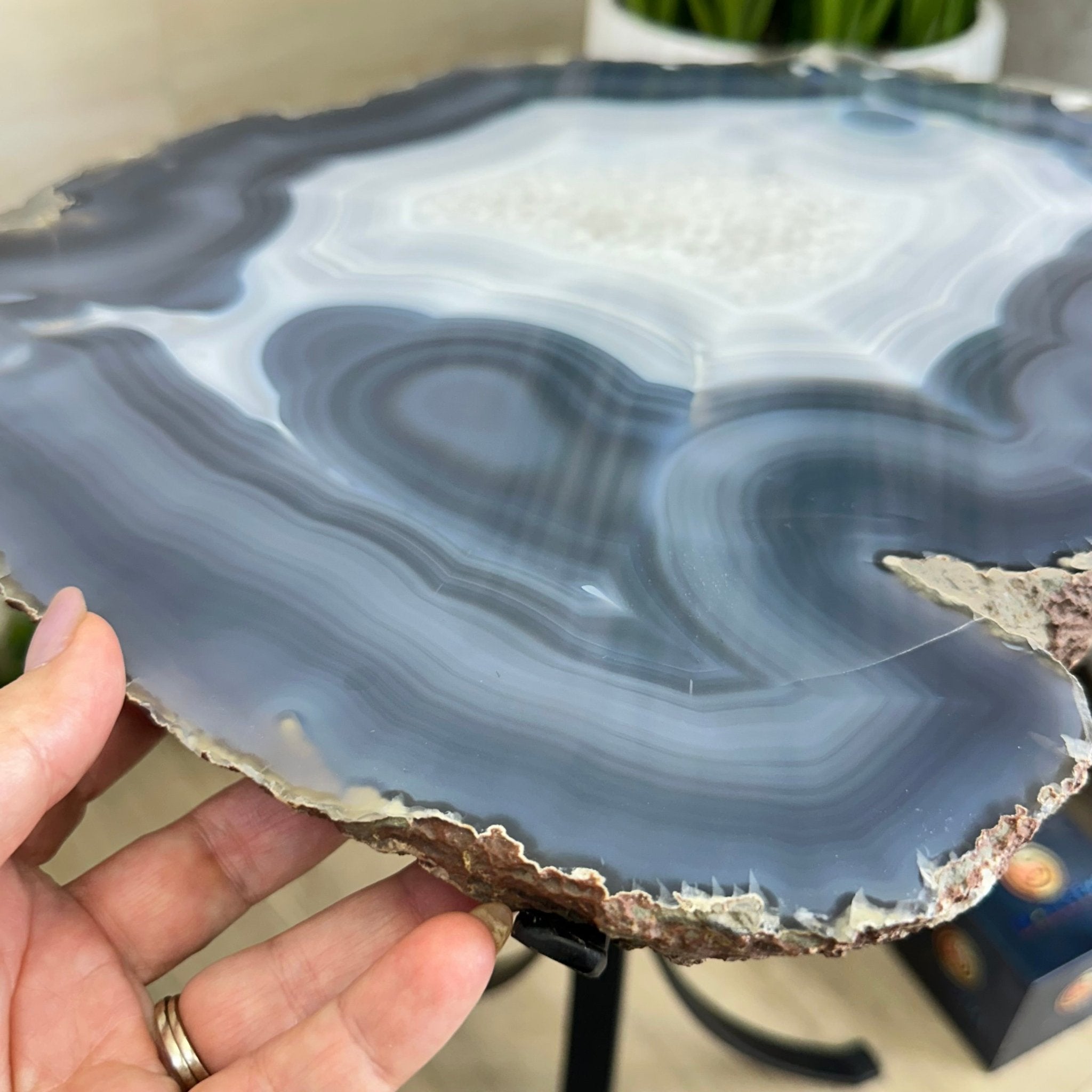 Natural Brazilian Agate Side Table on a black metal base, 22" Tall 1306 - 0047 - Brazil GemsBrazil GemsNatural Brazilian Agate Side Table on a black metal base, 22" Tall 1306 - 0047Tables: Side1306 - 0047