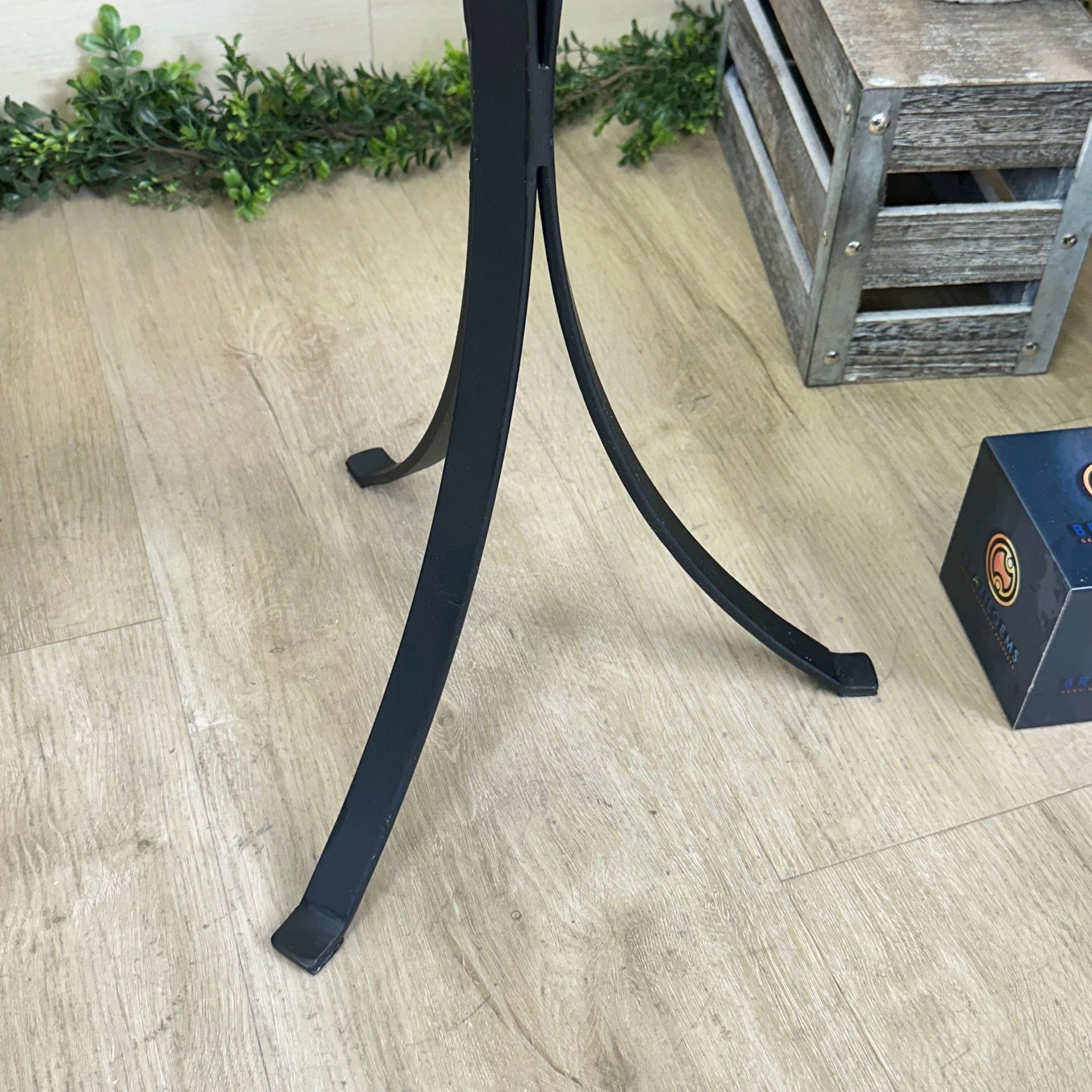Natural Brazilian Agate Side Table on a black metal base, 22" Tall 1306 - 0047 - Brazil GemsBrazil GemsNatural Brazilian Agate Side Table on a black metal base, 22" Tall 1306 - 0047Tables: Side1306 - 0047