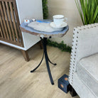 Natural Brazilian Agate Side Table on a black metal base, 22" Tall 1306 - 0048 - Brazil GemsBrazil GemsNatural Brazilian Agate Side Table on a black metal base, 22" Tall 1306 - 0048Tables: Side1306 - 0048