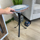 Natural Brazilian Agate Side Table on a black metal base, 22" Tall 1306 - 0048 - Brazil GemsBrazil GemsNatural Brazilian Agate Side Table on a black metal base, 22" Tall 1306 - 0048Tables: Side1306 - 0048
