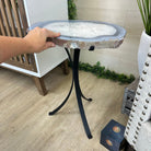 Natural Brazilian Agate Side Table on a black metal base, 22" Tall 1306 - 0048 - Brazil GemsBrazil GemsNatural Brazilian Agate Side Table on a black metal base, 22" Tall 1306 - 0048Tables: Side1306 - 0048