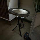 Natural Brazilian Agate Side Table on a black metal base, 22" Tall 1306 - 0048 - Brazil GemsBrazil GemsNatural Brazilian Agate Side Table on a black metal base, 22" Tall 1306 - 0048Tables: Side1306 - 0048