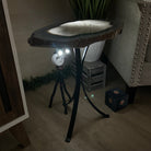 Natural Brazilian Agate Side Table on a black metal base, 22" Tall 1306 - 0048 - Brazil GemsBrazil GemsNatural Brazilian Agate Side Table on a black metal base, 22" Tall 1306 - 0048Tables: Side1306 - 0048