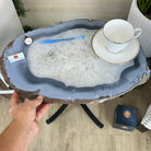 Natural Brazilian Agate Side Table on a black metal base, 22" Tall 1306 - 0048 - Brazil GemsBrazil GemsNatural Brazilian Agate Side Table on a black metal base, 22" Tall 1306 - 0048Tables: Side1306 - 0048