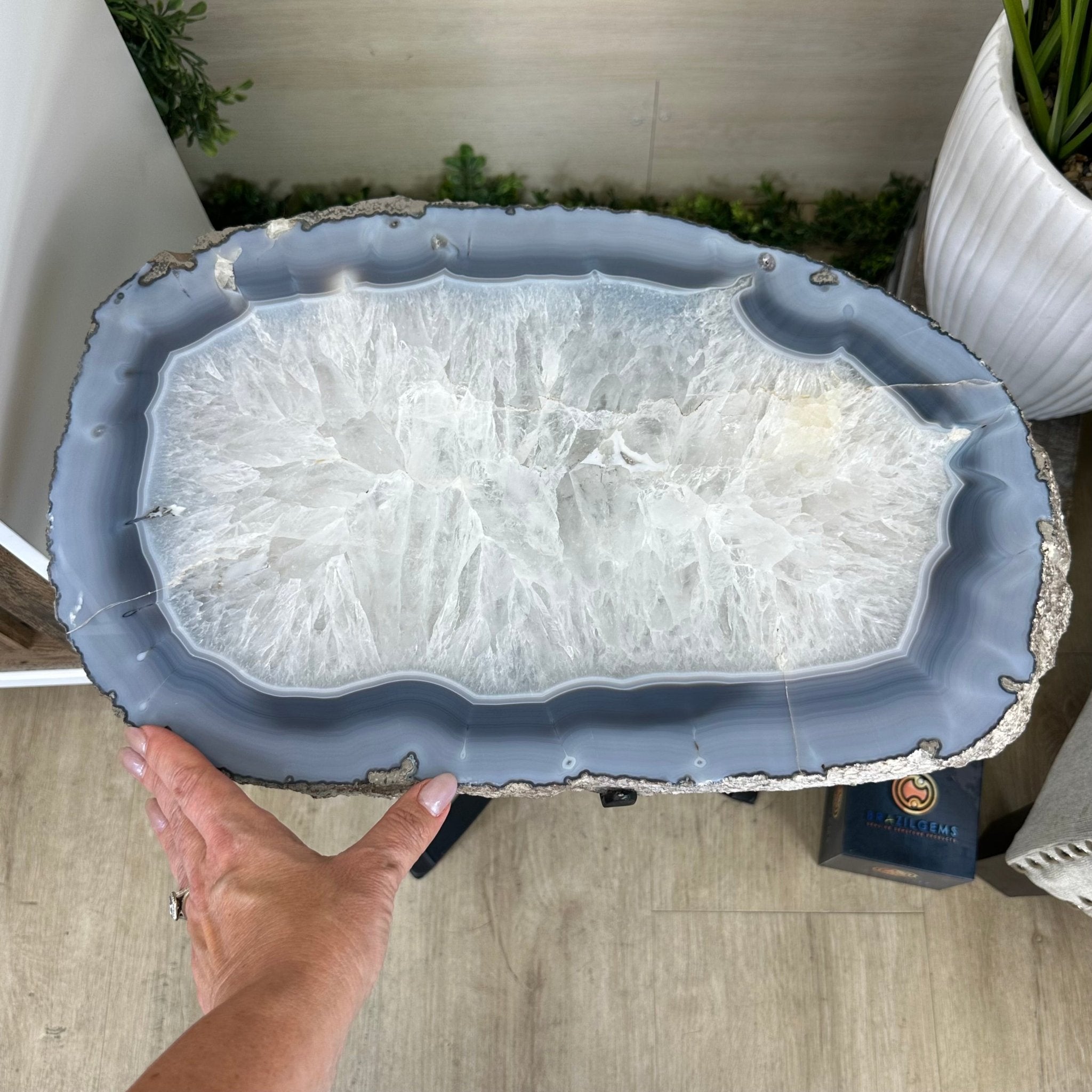 Natural Brazilian Agate Side Table on a black metal base, 22" Tall 1306 - 0049 - Brazil GemsBrazil GemsNatural Brazilian Agate Side Table on a black metal base, 22" Tall 1306 - 0049Tables: Side1306 - 0049