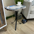 Natural Brazilian Agate Side Table on a black metal base, 22" Tall 1306 - 0049 - Brazil GemsBrazil GemsNatural Brazilian Agate Side Table on a black metal base, 22" Tall 1306 - 0049Tables: Side1306 - 0049