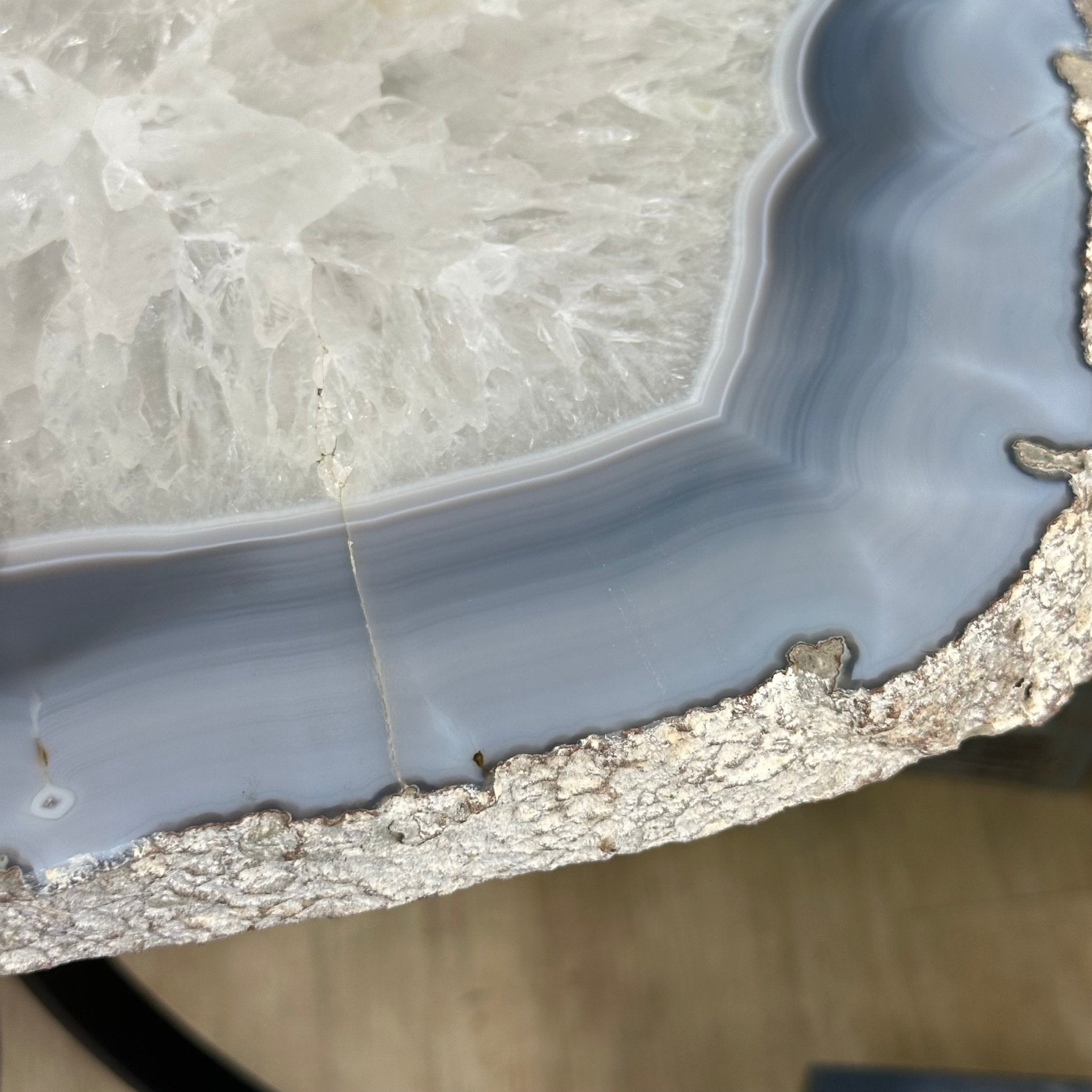 Natural Brazilian Agate Side Table on a black metal base, 22" Tall 1306 - 0049 - Brazil GemsBrazil GemsNatural Brazilian Agate Side Table on a black metal base, 22" Tall 1306 - 0049Tables: Side1306 - 0049