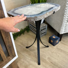 Natural Brazilian Agate Side Table on a black metal base, 22" Tall 1306 - 0049 - Brazil GemsBrazil GemsNatural Brazilian Agate Side Table on a black metal base, 22" Tall 1306 - 0049Tables: Side1306 - 0049