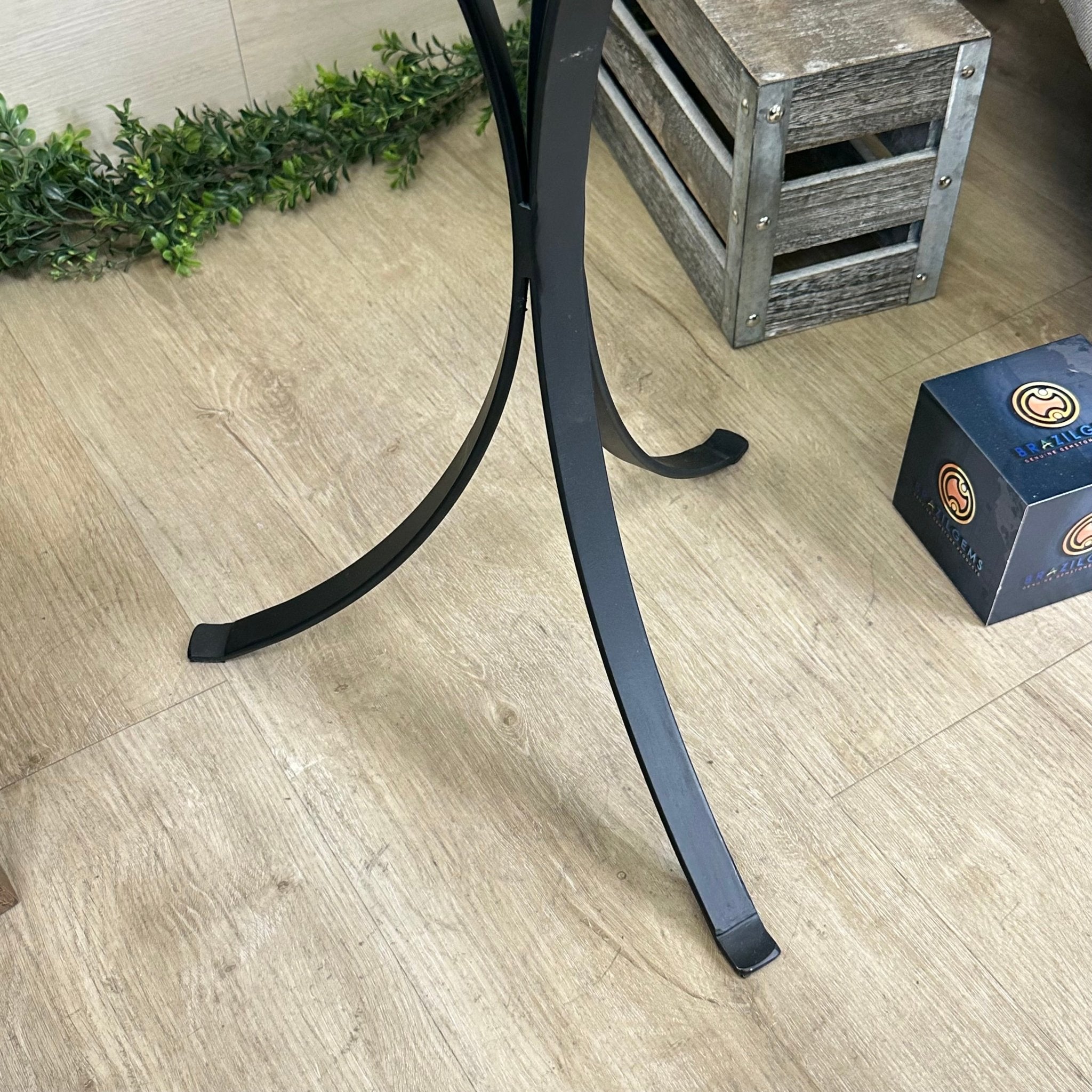 Natural Brazilian Agate Side Table on a black metal base, 22" Tall 1306 - 0050 - Brazil GemsBrazil GemsNatural Brazilian Agate Side Table on a black metal base, 22" Tall 1306 - 0050Tables: Side1306 - 0050