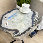 Natural Brazilian Agate Side Table on a black metal base, 22" Tall 1306 - 0050 - Brazil GemsBrazil GemsNatural Brazilian Agate Side Table on a black metal base, 22" Tall 1306 - 0050Tables: Side1306 - 0050