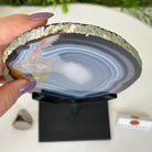 Natural Brazilian Agate Slice on a Metal Stand, 10.2" Tall #5067NA - 028 - Brazil GemsBrazil GemsNatural Brazilian Agate Slice on a Metal Stand, 10.2" Tall #5067NA - 028Slices on Fixed Bases5067NA - 028