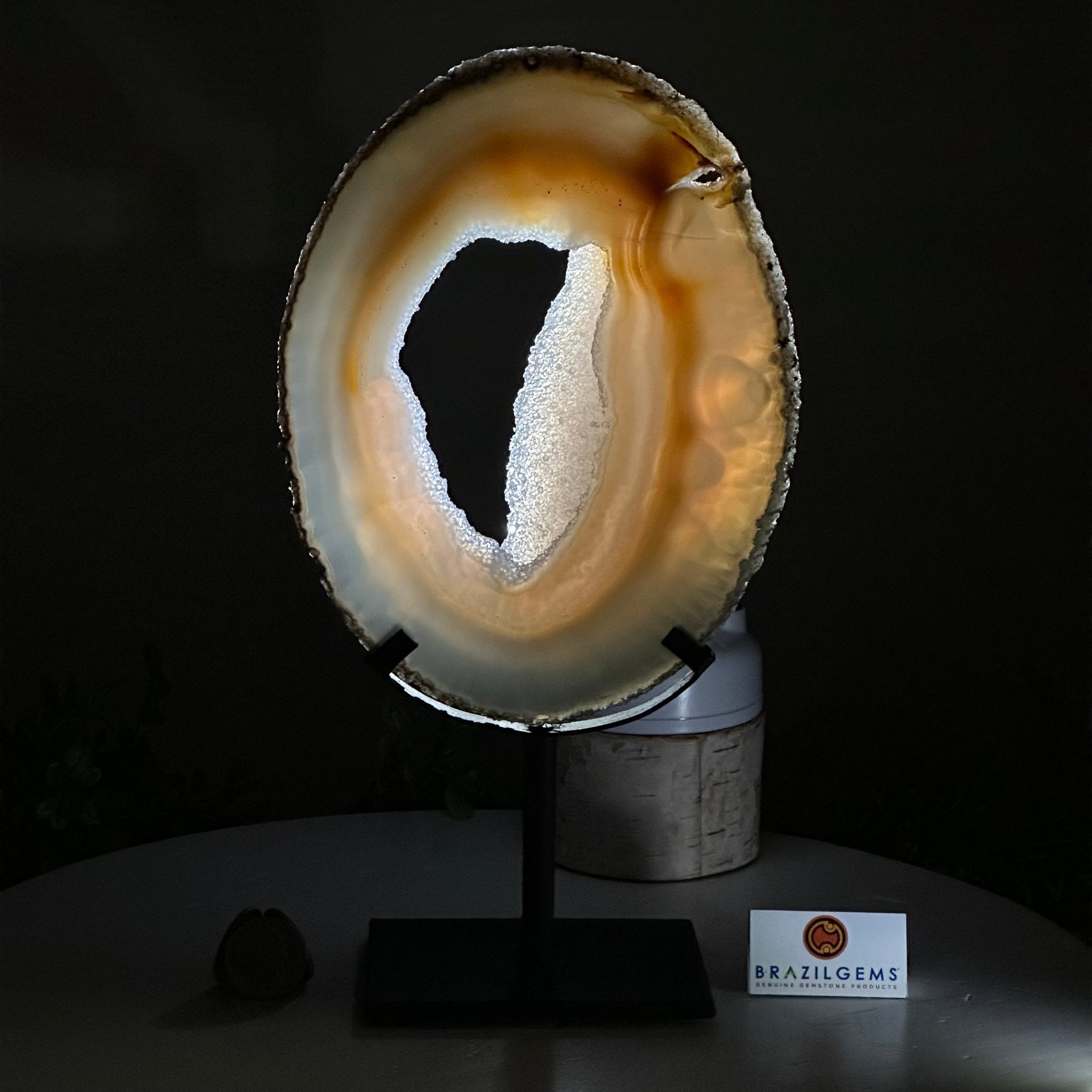 Natural Brazilian Agate Slice on a Metal Stand, 11" Tall #5067NA - 029 - Brazil GemsBrazil GemsNatural Brazilian Agate Slice on a Metal Stand, 11" Tall #5067NA - 029Slices on Fixed Bases5067NA - 029