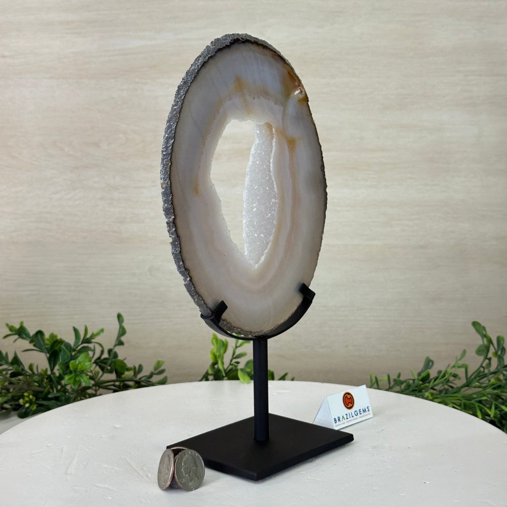 Natural Brazilian Agate Slice on a Metal Stand, 11" Tall #5067NA - 029 - Brazil GemsBrazil GemsNatural Brazilian Agate Slice on a Metal Stand, 11" Tall #5067NA - 029Slices on Fixed Bases5067NA - 029