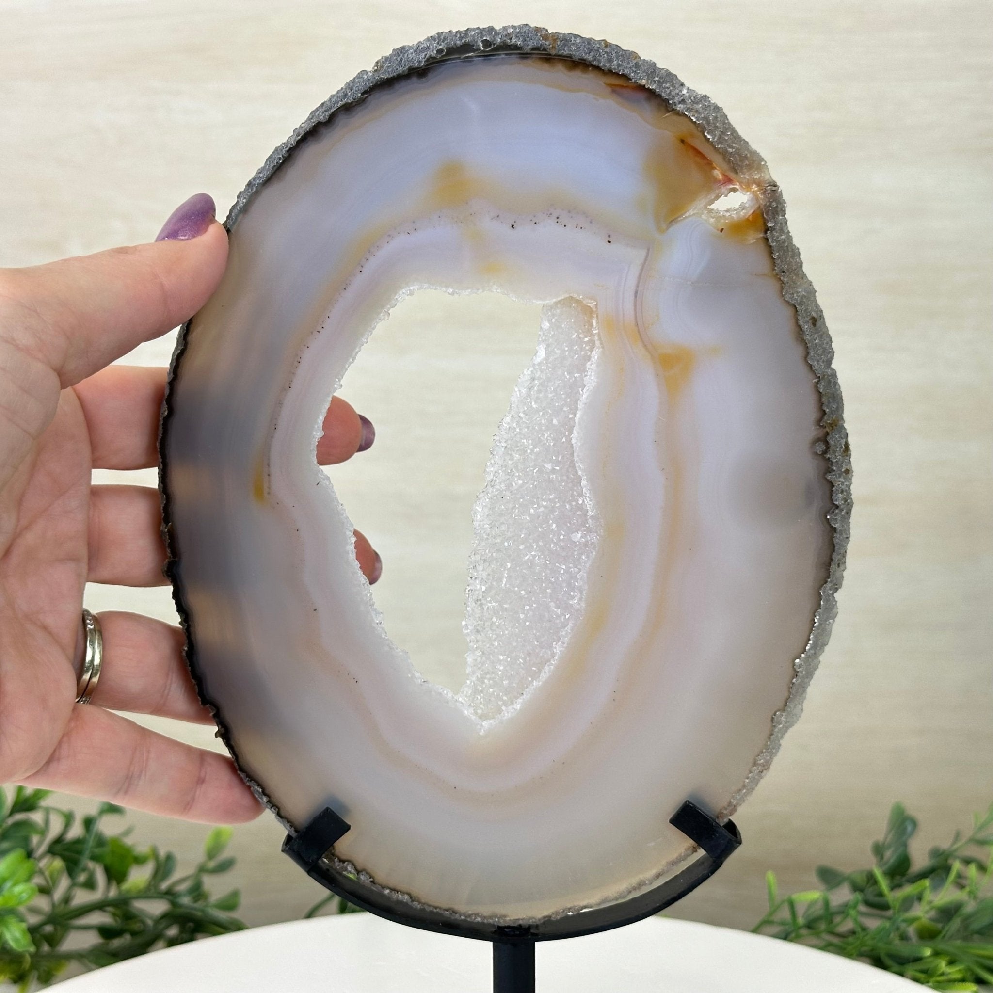 Natural Brazilian Agate Slice on a Metal Stand, 11" Tall #5067NA - 029 - Brazil GemsBrazil GemsNatural Brazilian Agate Slice on a Metal Stand, 11" Tall #5067NA - 029Slices on Fixed Bases5067NA - 029