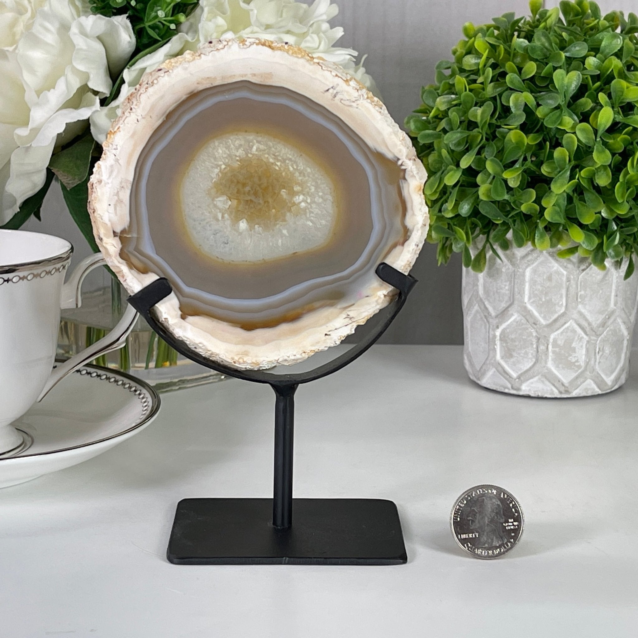 Natural Brazilian Agate Slice on a Metal Stand, 6.5" Tall #5067NA - 004 - Brazil GemsBrazil GemsNatural Brazilian Agate Slice on a Metal Stand, 6.5" Tall #5067NA - 004Slices on Fixed Bases5067NA - 004