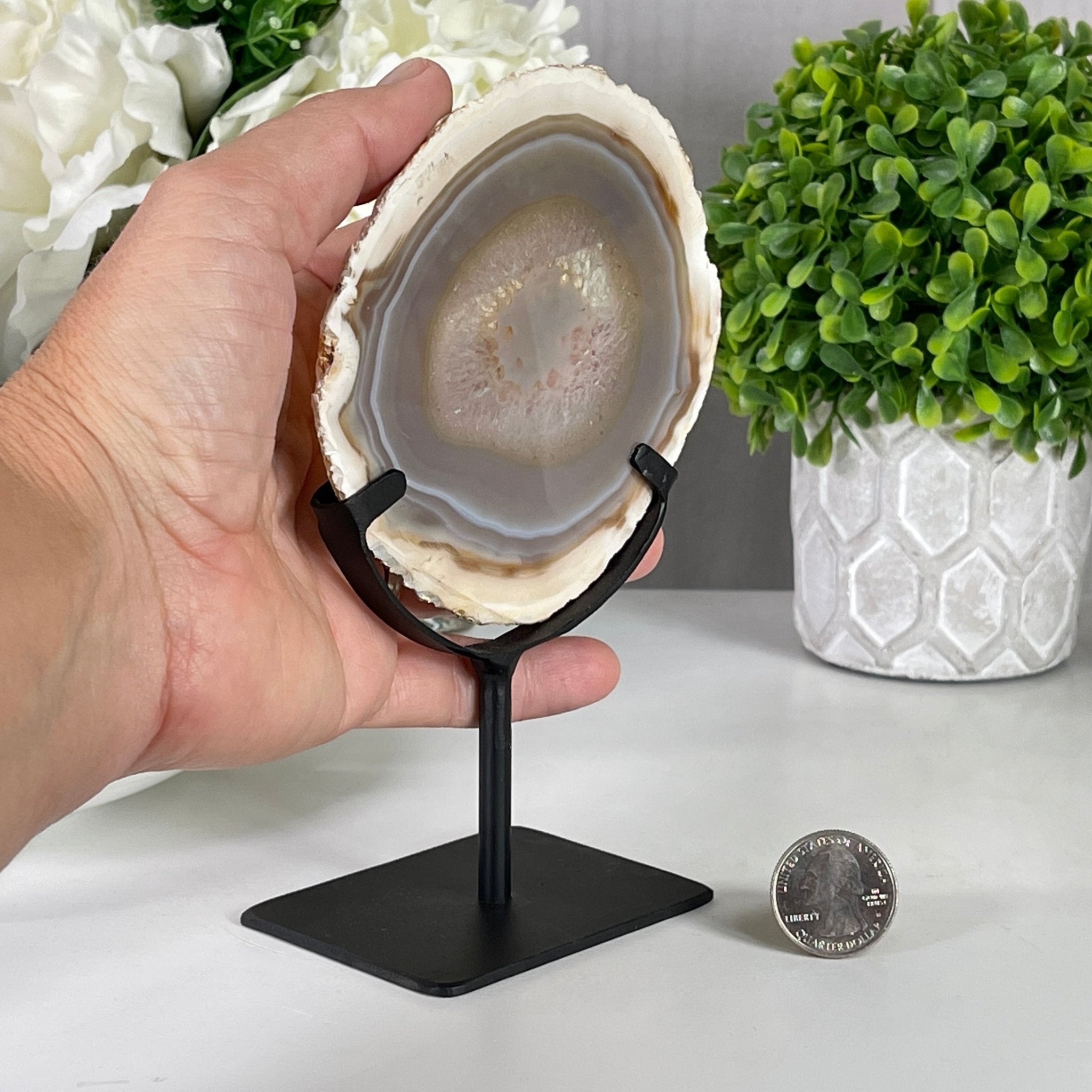 Natural Brazilian Agate Slice on a Metal Stand, 6.5" Tall #5067NA - 004 - Brazil GemsBrazil GemsNatural Brazilian Agate Slice on a Metal Stand, 6.5" Tall #5067NA - 004Slices on Fixed Bases5067NA - 004