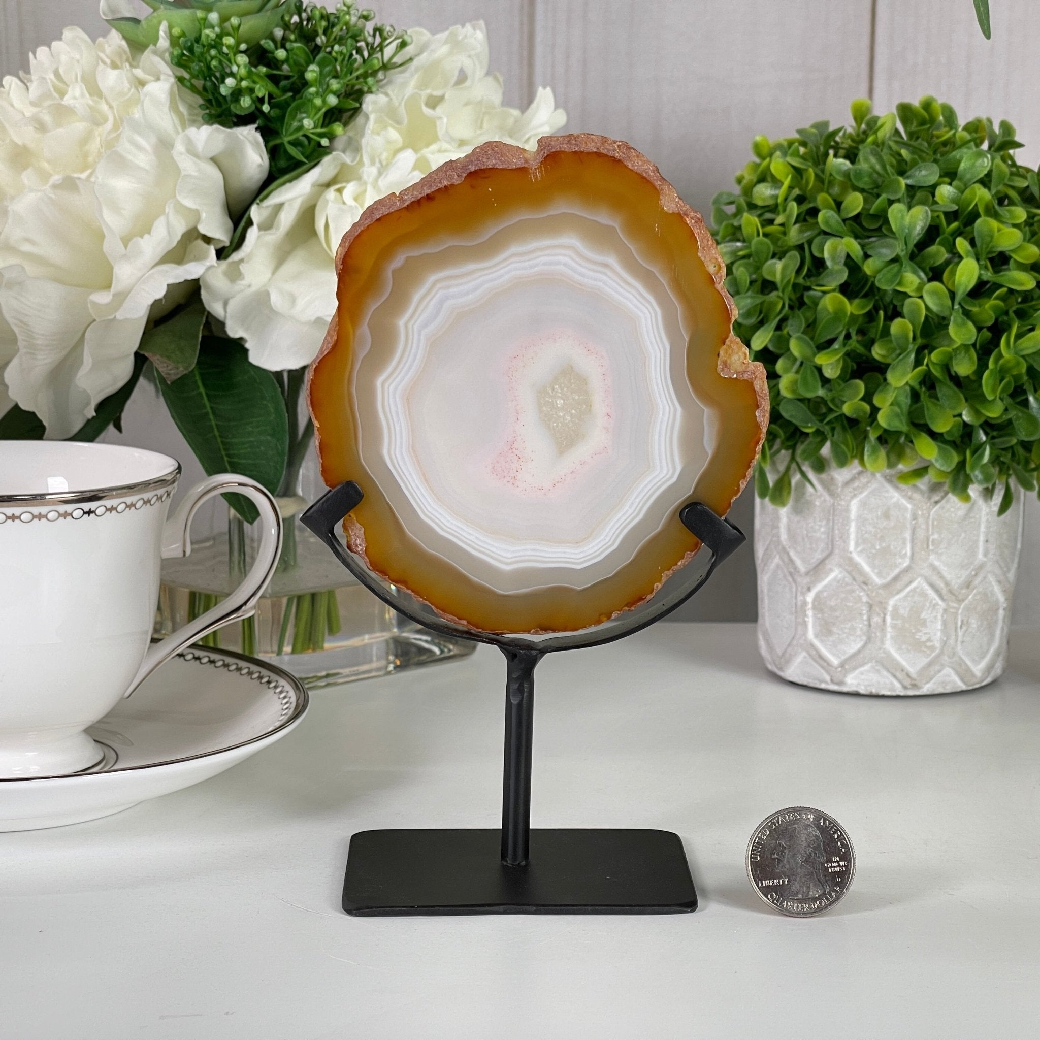 Natural Brazilian Agate Slice on a Metal Stand, 6.6" Tall #5067NA - 012 - Brazil GemsBrazil GemsNatural Brazilian Agate Slice on a Metal Stand, 6.6" Tall #5067NA - 012Slices on Fixed Bases5067NA - 012