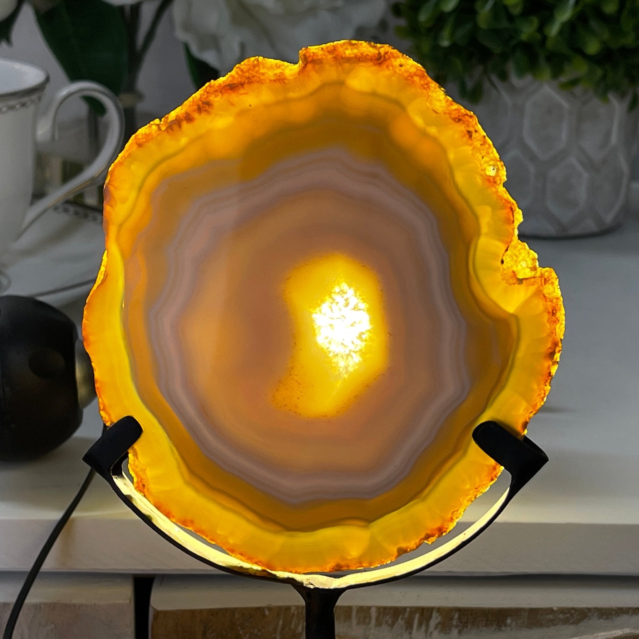 Natural Brazilian Agate Slice on a Metal Stand, 6.6" Tall #5067NA - 012 - Brazil GemsBrazil GemsNatural Brazilian Agate Slice on a Metal Stand, 6.6" Tall #5067NA - 012Slices on Fixed Bases5067NA - 012