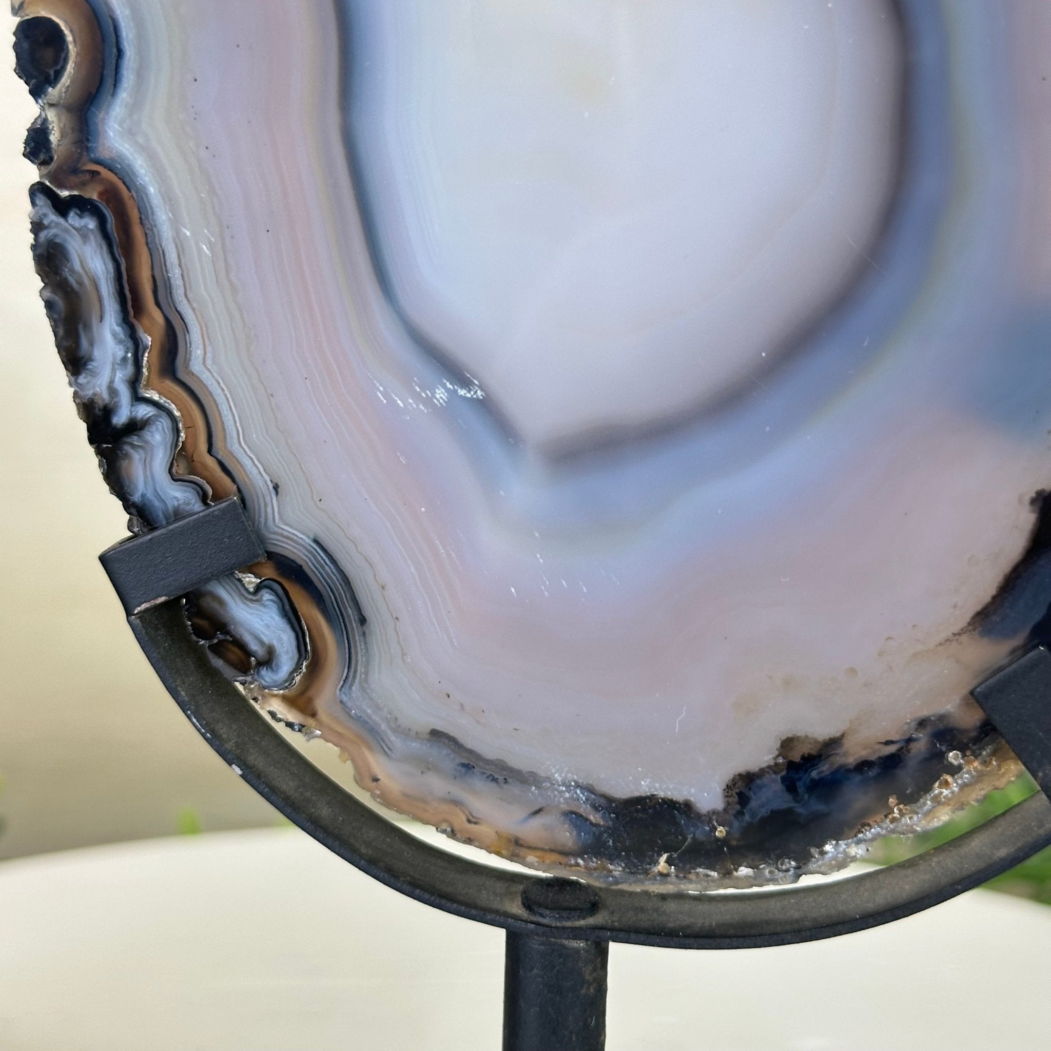 Natural Brazilian Agate Slice on a Metal Stand, 8.5" Tall #5067NA - 023 - Brazil GemsBrazil GemsNatural Brazilian Agate Slice on a Metal Stand, 8.5" Tall #5067NA - 023Slices on Fixed Bases5067NA - 023