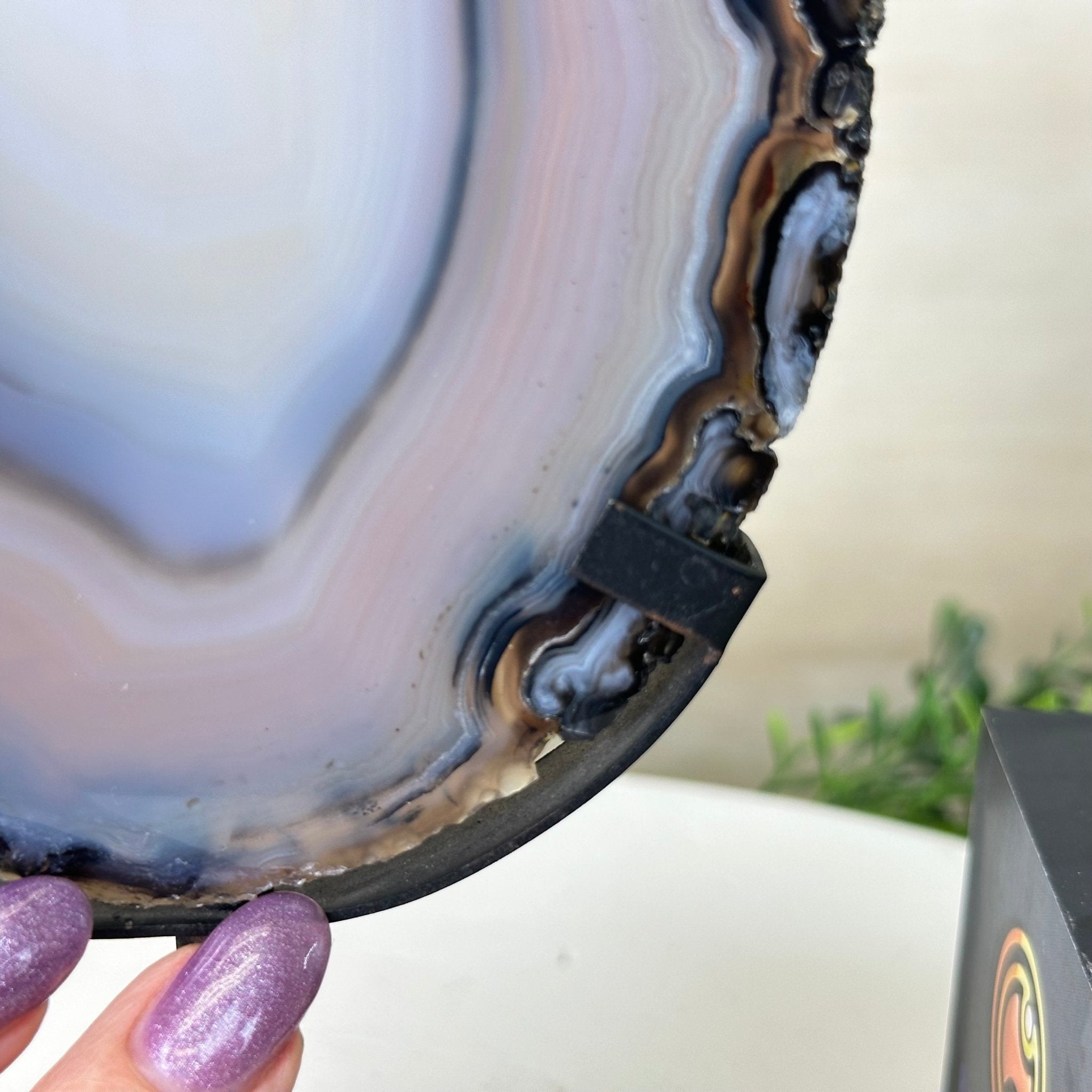 Natural Brazilian Agate Slice on a Metal Stand, 8.5" Tall #5067NA - 023 - Brazil GemsBrazil GemsNatural Brazilian Agate Slice on a Metal Stand, 8.5" Tall #5067NA - 023Slices on Fixed Bases5067NA - 023