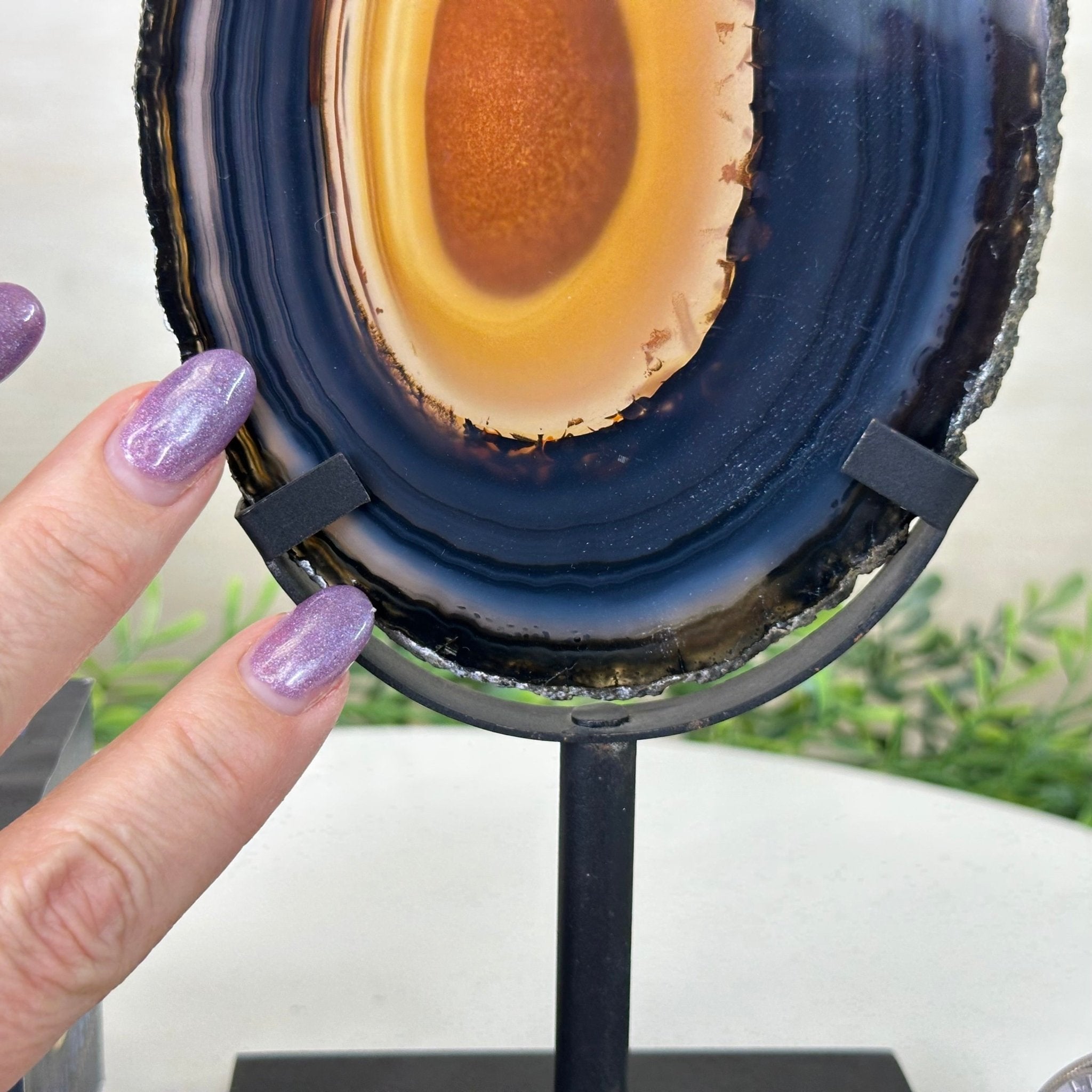 Natural Brazilian Agate Slice on a Metal Stand, 9.25" Tall #5067NA - 019 - Brazil GemsBrazil GemsNatural Brazilian Agate Slice on a Metal Stand, 9.25" Tall #5067NA - 019Slices on Fixed Bases5067NA - 019